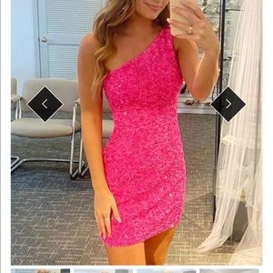 Berlinova Hot Pink Sequin One shoulder dress Size 8